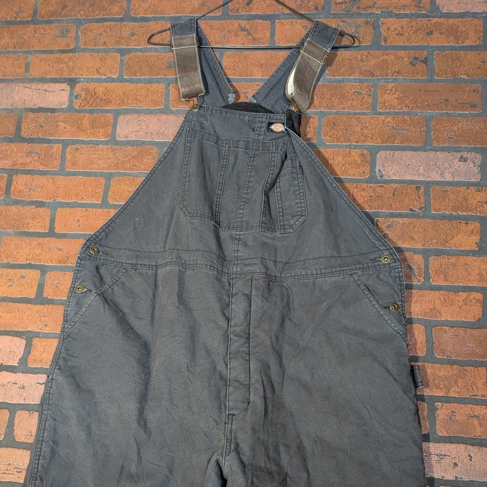 Dickies Black Quilted Insulated Zip Leg Overalls Mwn's 2XL Winter Workwear - Picture 3 of 12